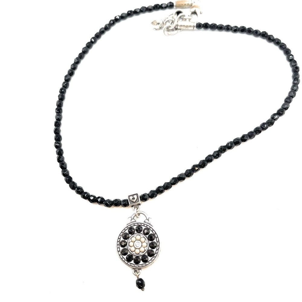Brighton Black and Silver Medallion Necklace